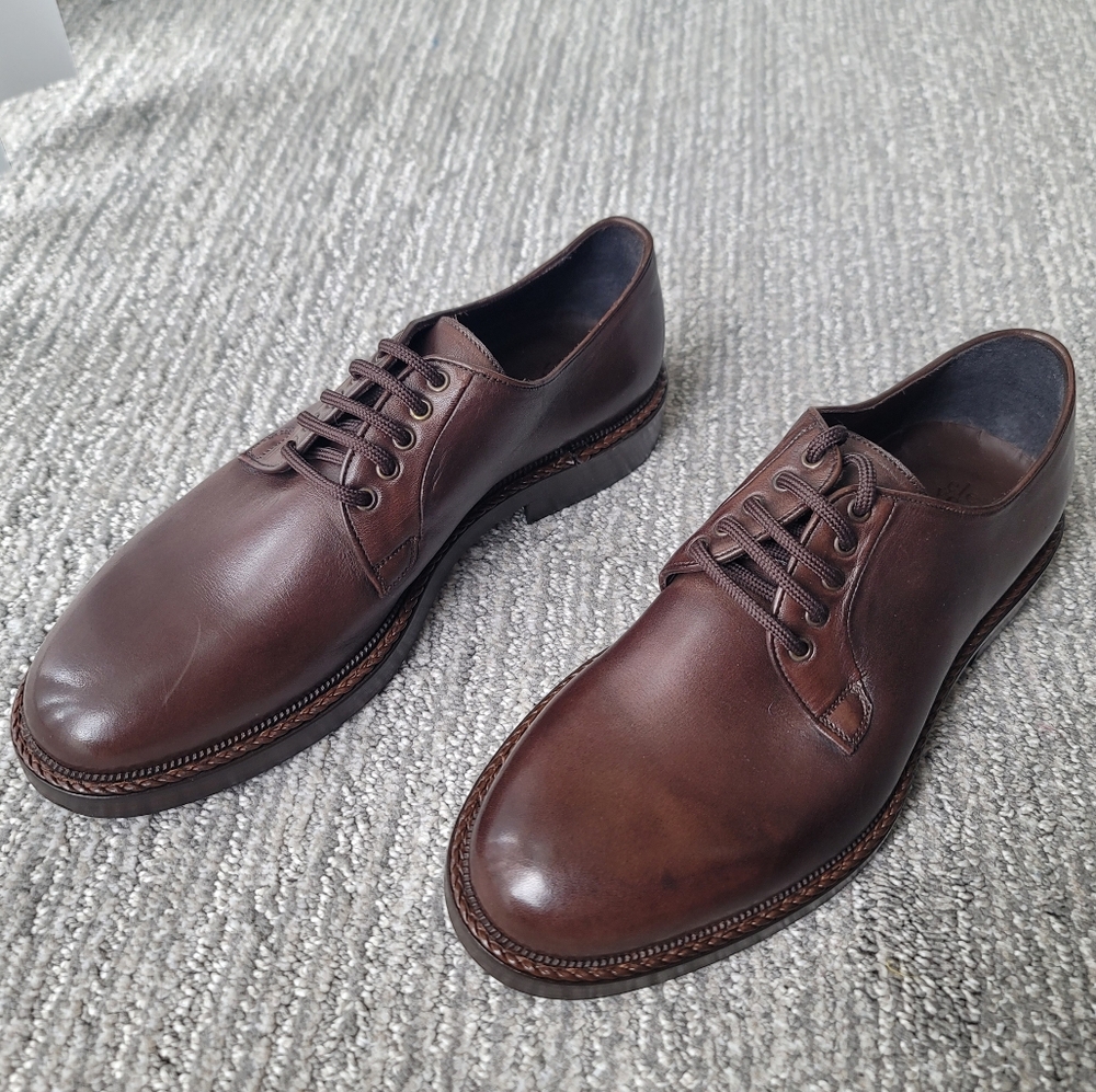 eleventy Men's Derby Leather Dress Shoes Size EU 40/US 7.5 Color Brown